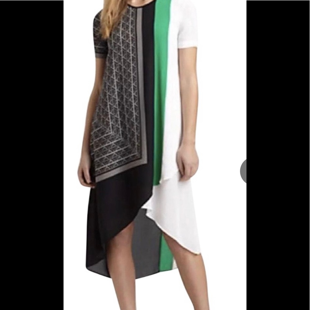 Black - Green - White Adeleine Night Out Dress